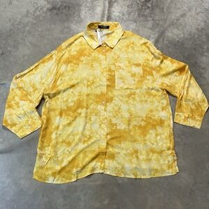 Caara Shirt Womens Size XXL Yellow Button Down Tie Dye Long Sleeve